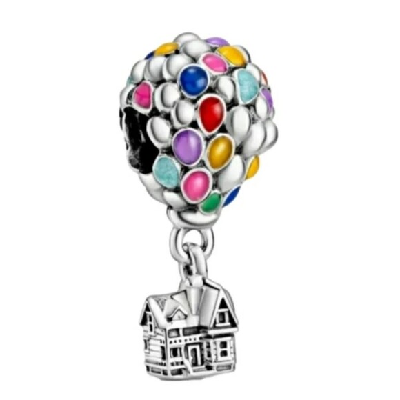 Pixar Up House Bracelet Charm 925 Silver Balloons "Adventure is out there" Love - Picture 2 of 6